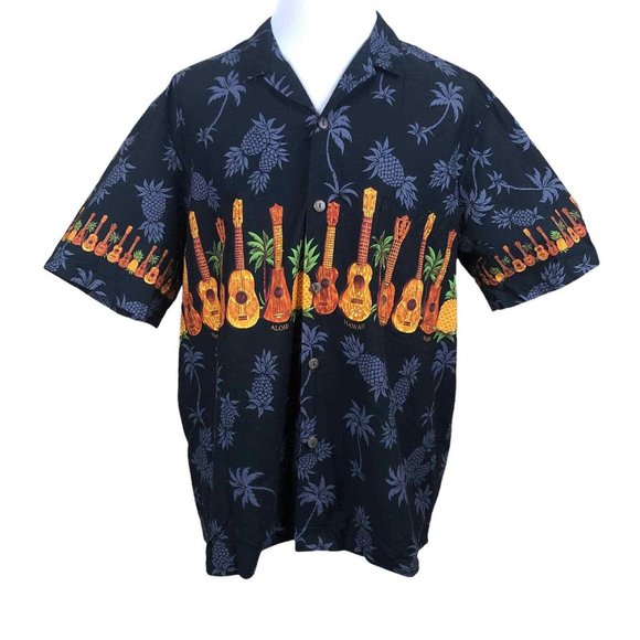 Vintage Other - Vintage Royal Hawaiian Creations Aloha Mens 2XL Ukulele Pineapple Print Shirt